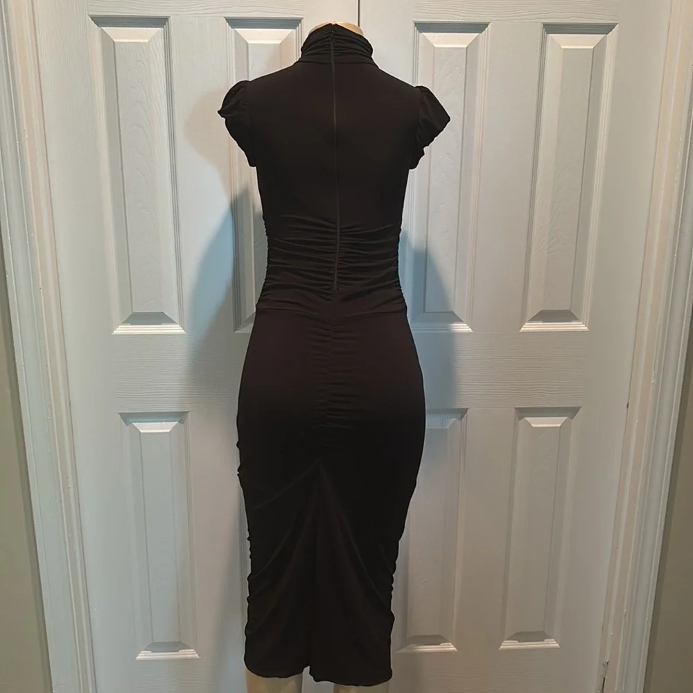 Elegant Black  Mock Ruched Dress size S - Picture 5 of 7